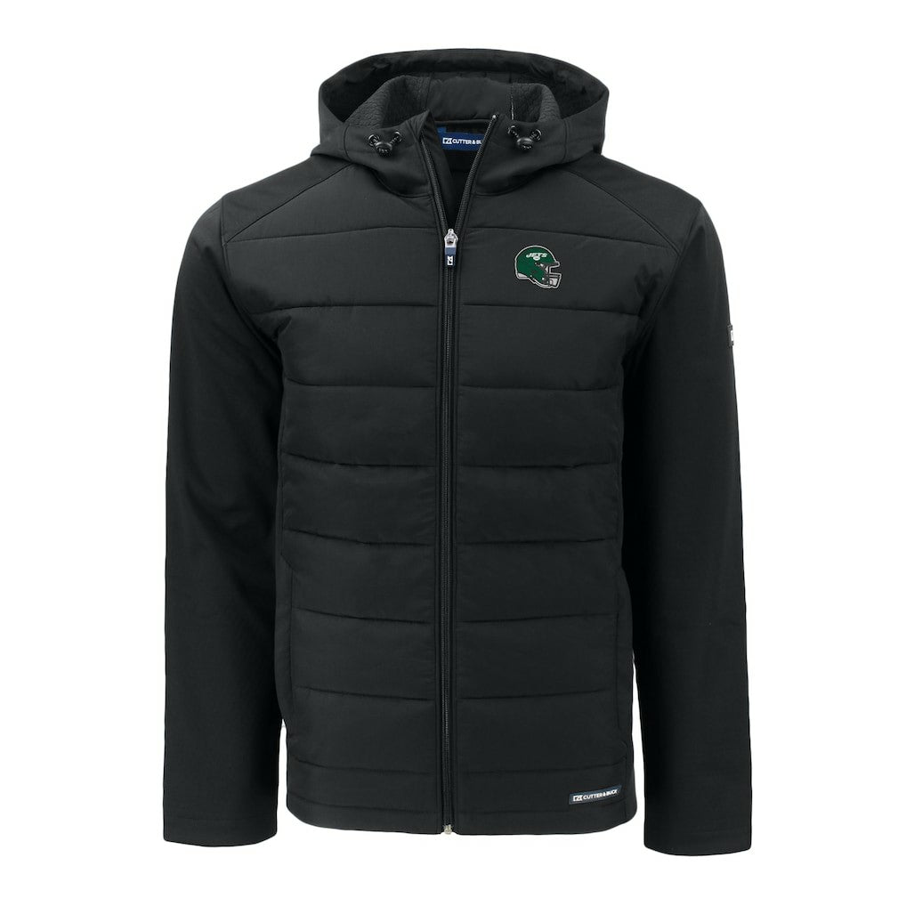 New York Jets Cutter & Buck Helmet Big & Tall Evoke Hybrid Eco Softshell Recycled Full-Zip Jacket - Black for sale