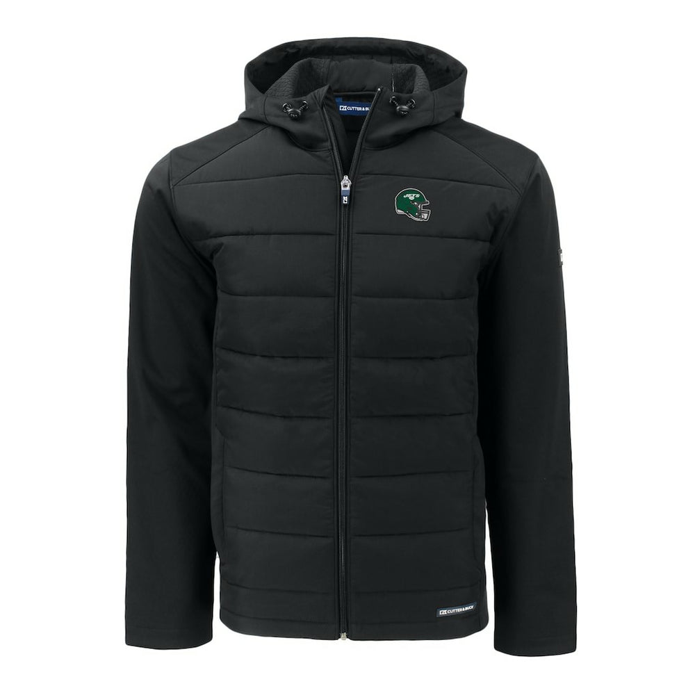 New York Jets Cutter & Buck Helmet Big & Tall Evoke Hybrid Eco Softshell Recycled Full-Zip Jacket - Black for sale