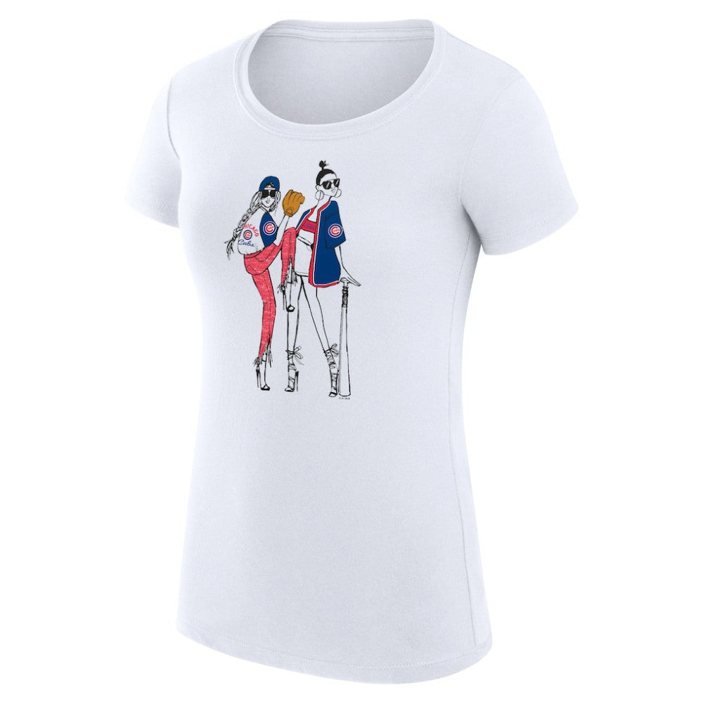 Chicago Cubs G-III 4Her by Carl Banks Women's Super-Slim Fit Lightweight Baseball Girls T-Shirt White