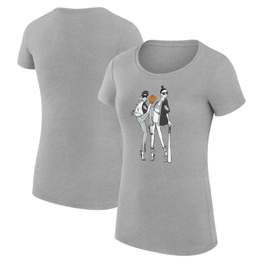 Chicago White Sox G-III 4Her by Carl Banks Women's Super-Slim Fit Lightweight Baseball Girls T-Shirt Heather Gray