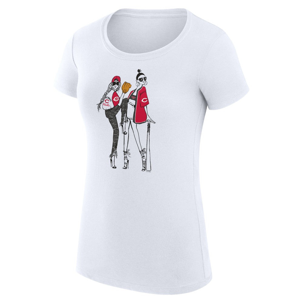 Cincinnati Reds G-III 4Her by Carl Banks Women's Super-Slim Fit Lightweight Baseball Girls T-Shirt White