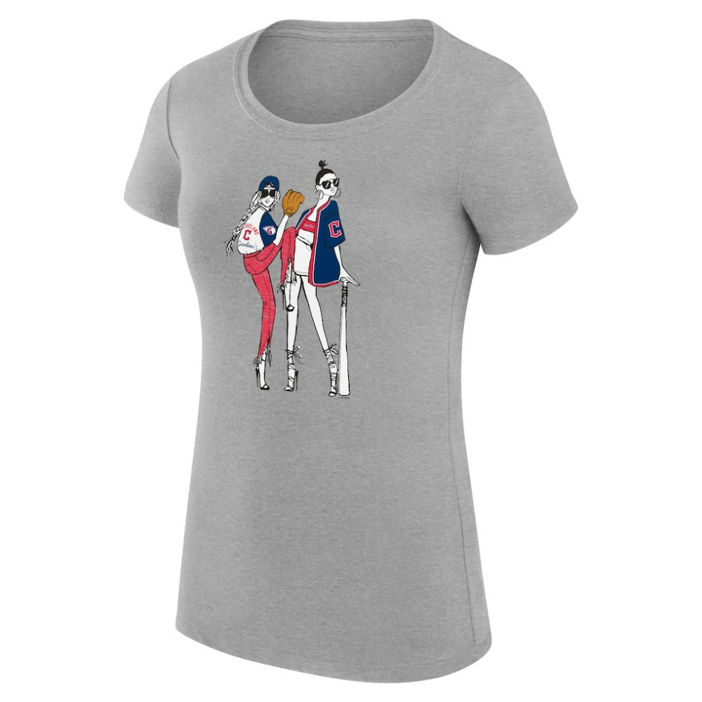 Cleveland Guardians G-III 4Her by Carl Banks Women's Super-Slim Fit Lightweight Baseball Girls T-Shirt Heather Gray