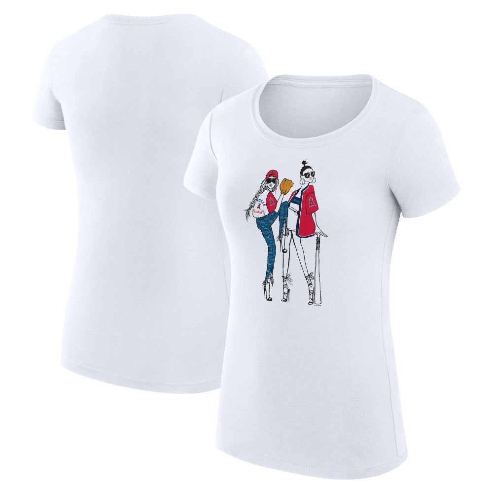 Los Angeles Angels G-III 4Her by Carl Banks Women's Super-Slim Fit Lightweight Baseball Girls T-Shirt White