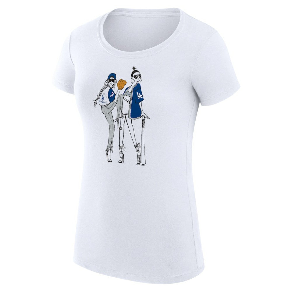 Los Angeles Dodgers G-III 4Her by Carl Banks Women's Super-Slim Fit Lightweight Baseball Girls T-Shirt White