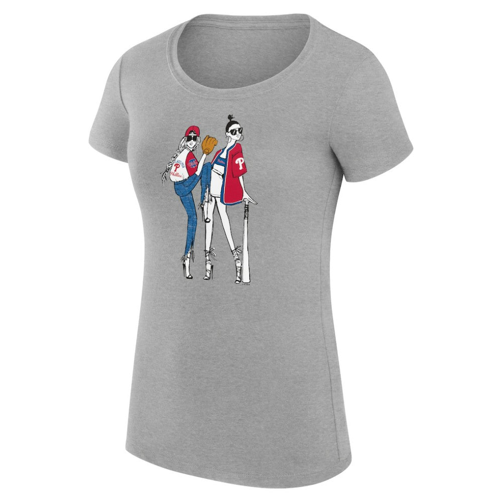 Philadelphia Phillies G-III 4Her by Carl Banks Women's Super-Slim Fit Lightweight Baseball Girls T-Shirt Heather Gray