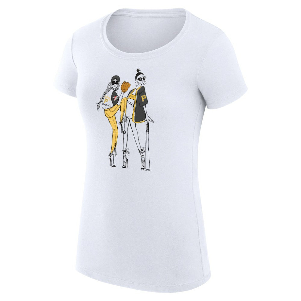 Pittsburgh Pirates G-III 4Her by Carl Banks Women's Super-Slim Fit Lightweight Baseball Girls T-Shirt White