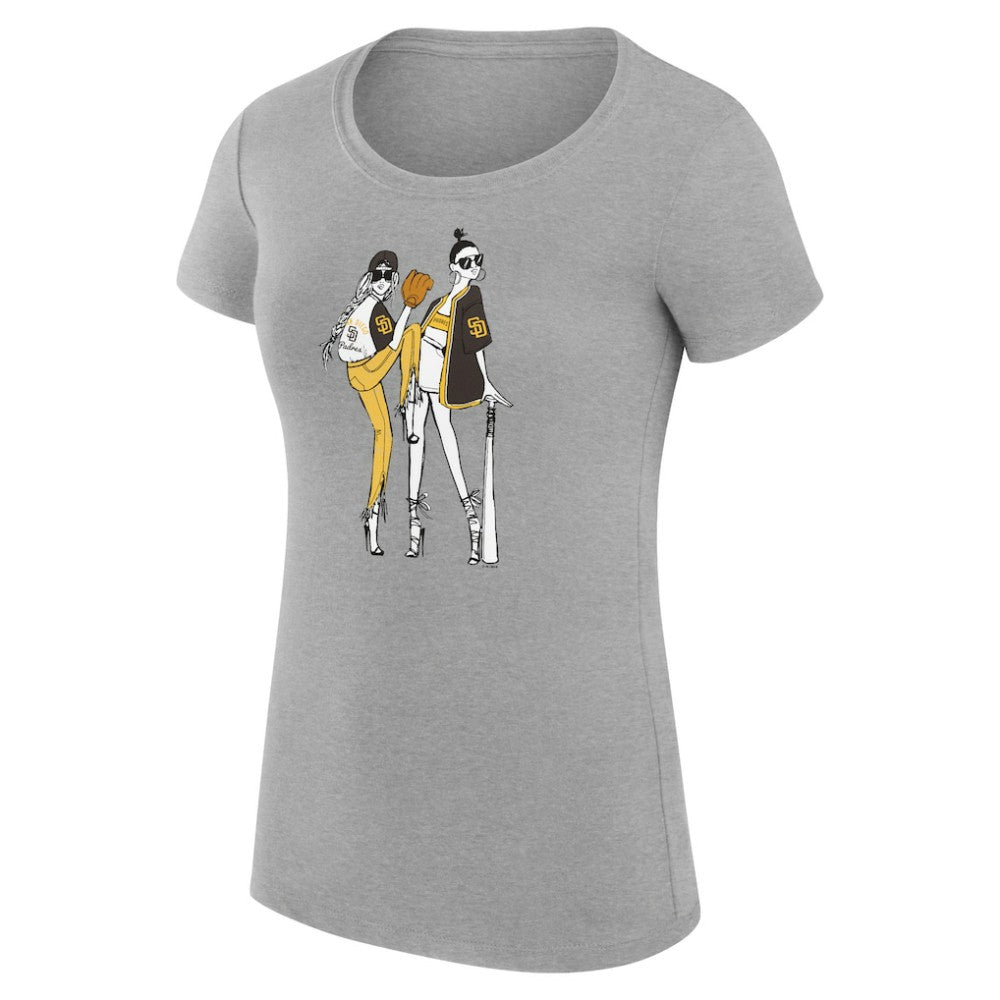 San Diego Padres G-III 4Her by Carl Banks Women's Super-Slim Fit Lightweight Baseball Girls T-Shirt Heather Gray