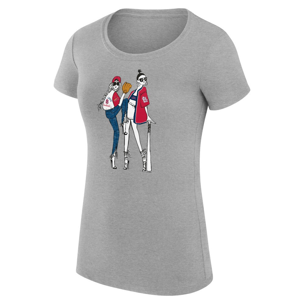 St. Louis Cardinals G-III 4Her by Carl Banks Women's Super-Slim Fit Lightweight Baseball Girls T-Shirt Heather Gray
