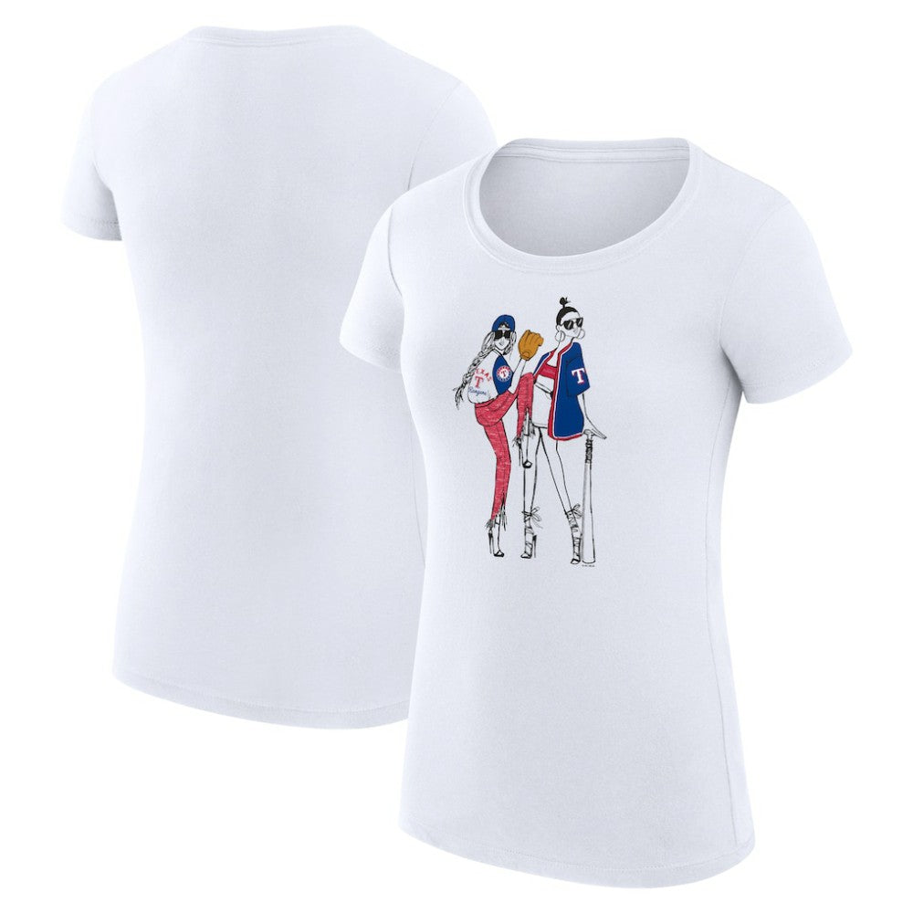 Texas Rangers G-III 4Her by Carl Banks Women's Super-Slim Fit Lightweight Baseball Girls T-Shirt White