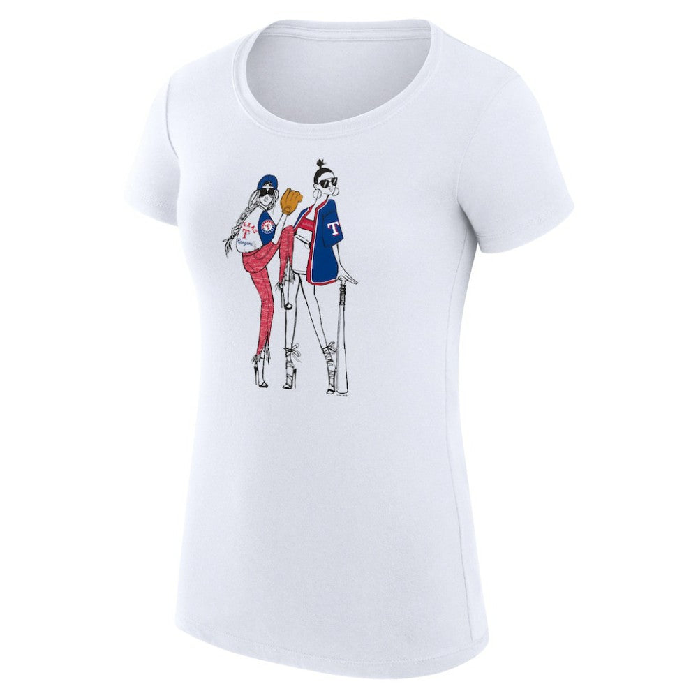 Texas Rangers G-III 4Her by Carl Banks Women's Super-Slim Fit Lightweight Baseball Girls T-Shirt White