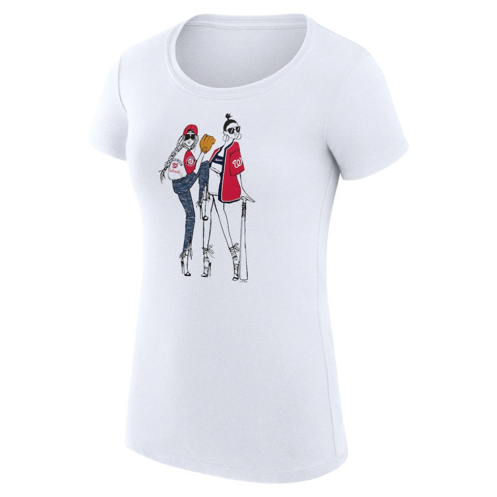 Washington Nationals G-III 4Her by Carl Banks Women's Super-Slim Fit Lightweight Baseball Girls T-Shirt White