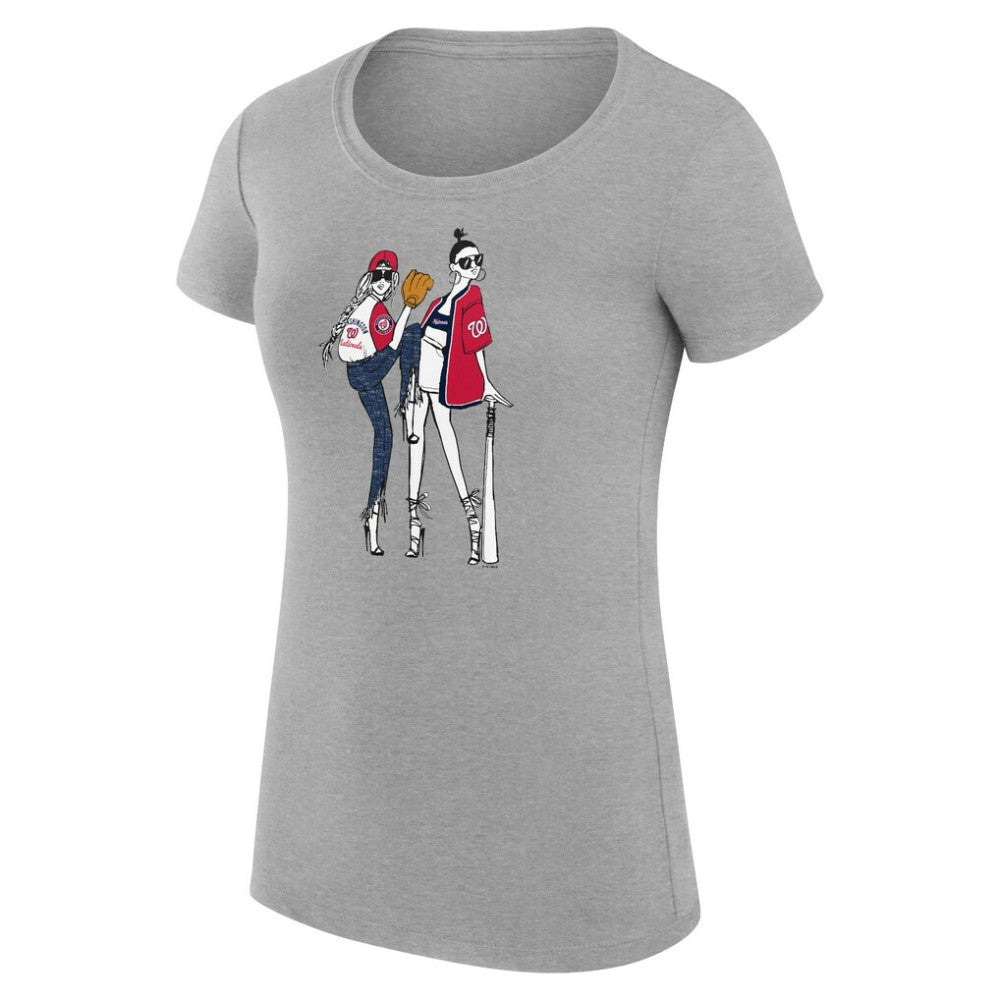 Washington Nationals G-III 4Her by Carl Banks Women's Super-Slim Fit Lightweight Baseball Girls T-Shirt Heather Gray