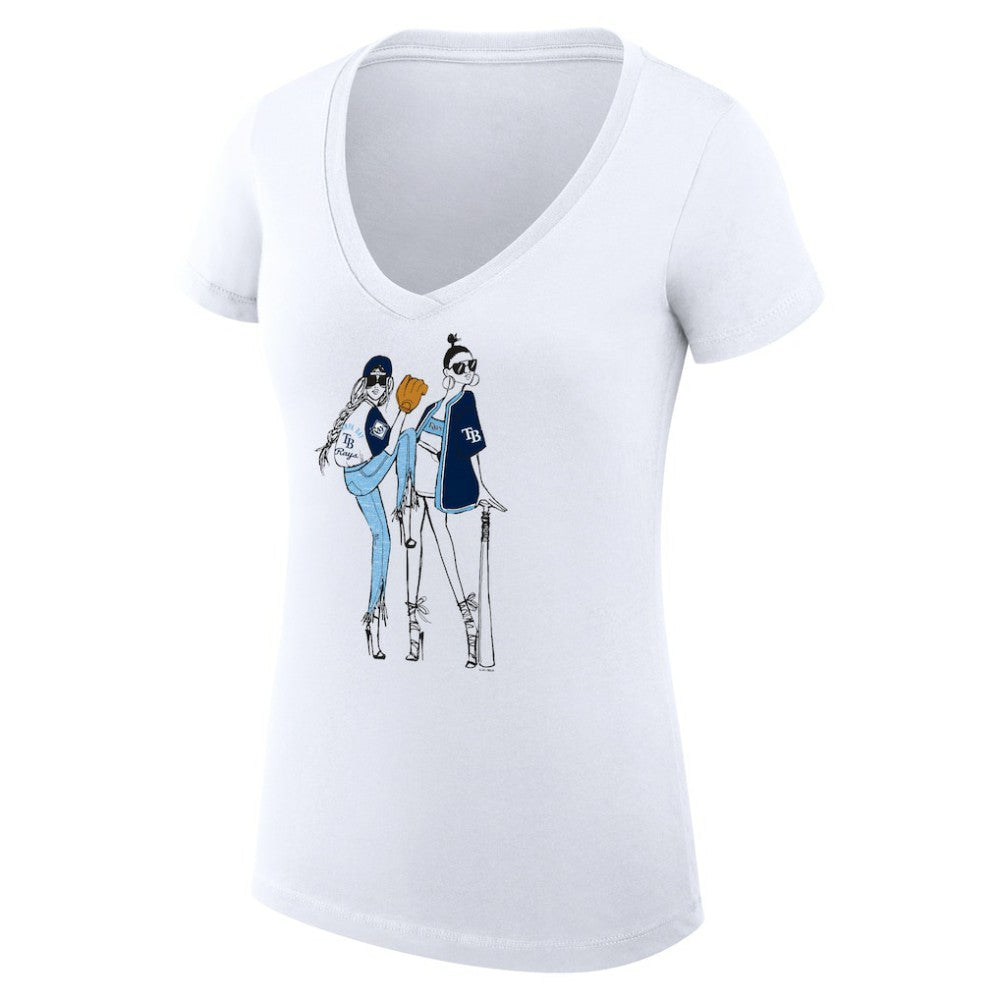 Tampa Bay Rays G-III 4Her by Carl Banks Women's Super-Slim Fit Lightweight Baseball V-Neck T-Shirt White