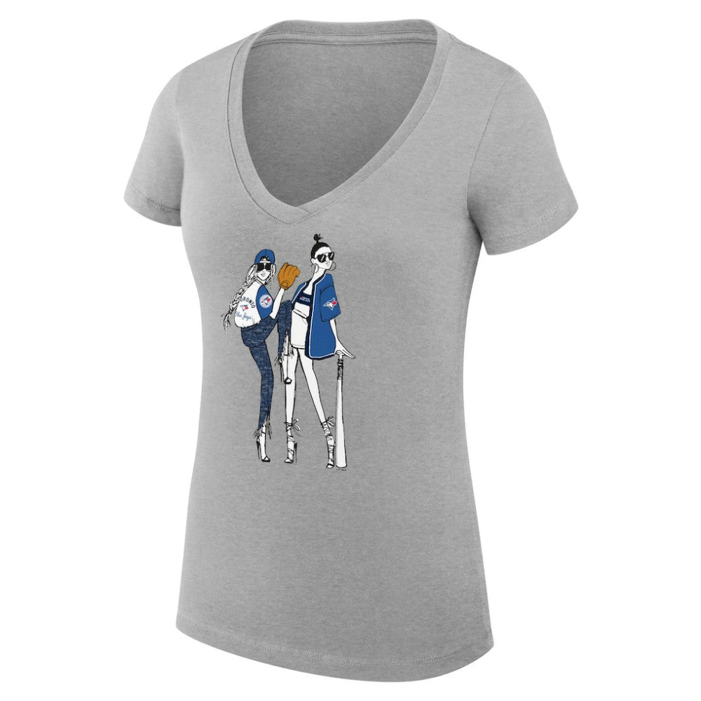 Toronto Blue Jays G-III 4Her by Carl Banks Women's Super-Slim Fit Lightweight Baseball V-Neck T-Shirt Heather Gray