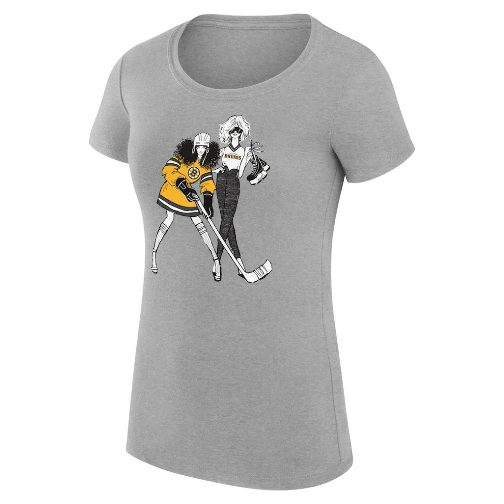 Boston Bruins G-III 4Her by Carl Banks Women's Super-Slim Fit Lightweight Hockey Girls T-Shirt - Heather Gray T-shirts
