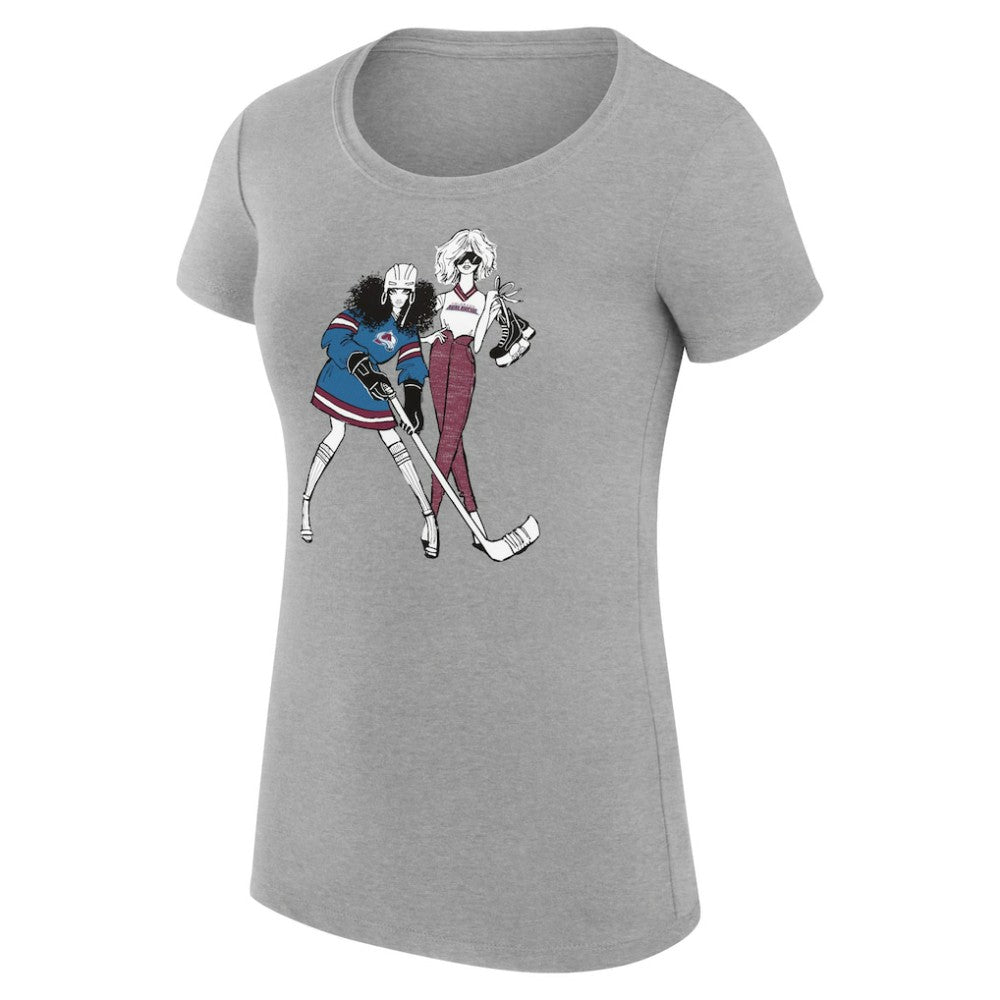 Colorado Avalanche G-III 4Her by Carl Banks Women's Super-Slim Fit Lightweight Hockey Girls T-Shirt - Heather Gray T-shirts