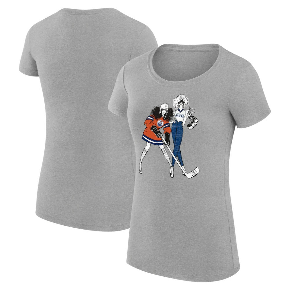 Edmonton Oilers G-III 4Her by Carl Banks Women's Super-Slim Fit Lightweight Hockey Girls T-Shirt - Heather Gray T-shirts