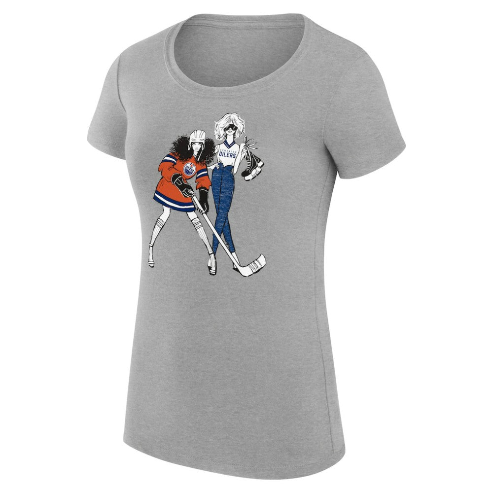 Edmonton Oilers G-III 4Her by Carl Banks Women's Super-Slim Fit Lightweight Hockey Girls T-Shirt - Heather Gray T-shirts