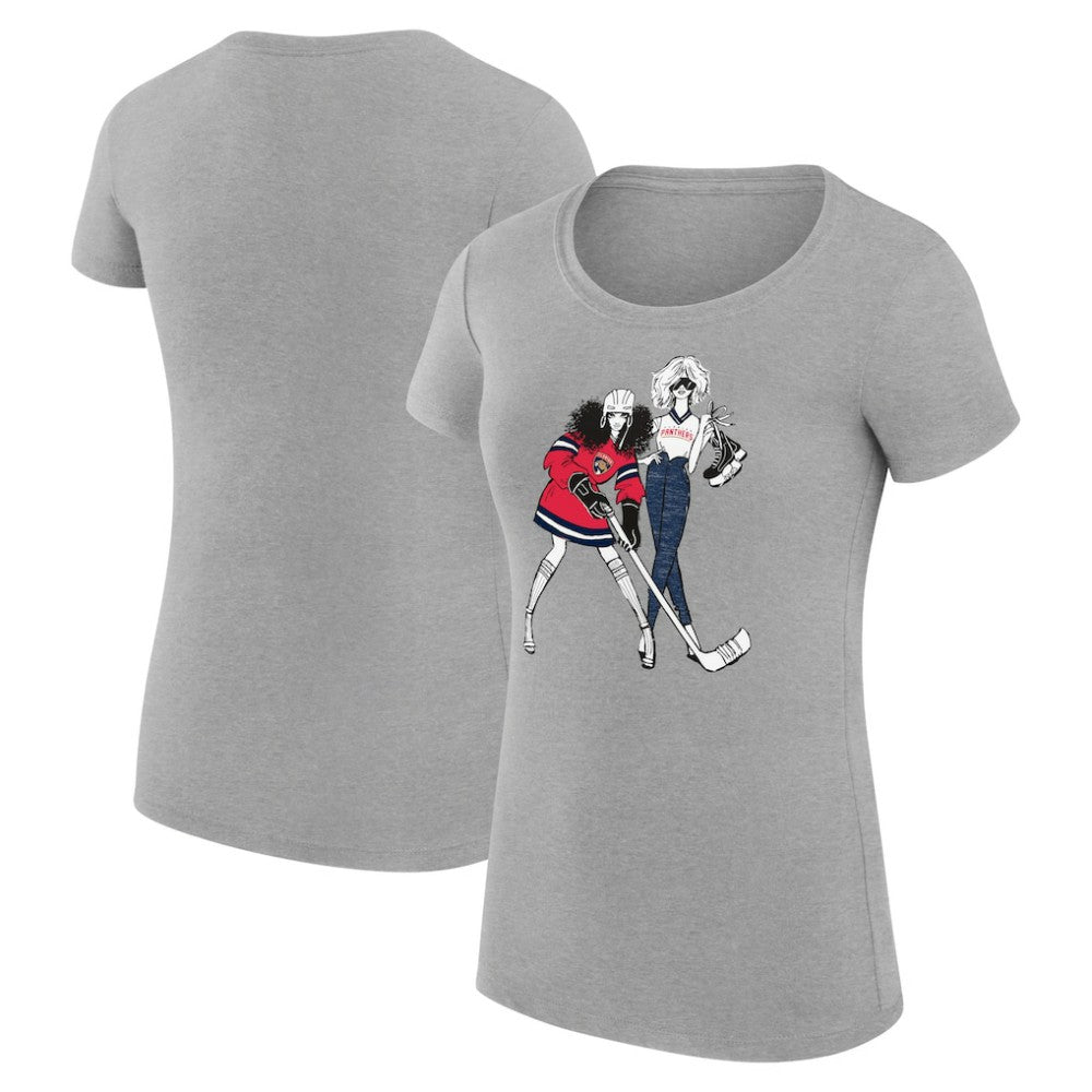 Florida Panthers G-III 4Her by Carl Banks Women's Super-Slim Fit Lightweight Hockey Girls T-Shirt - Heather Gray T-shirts