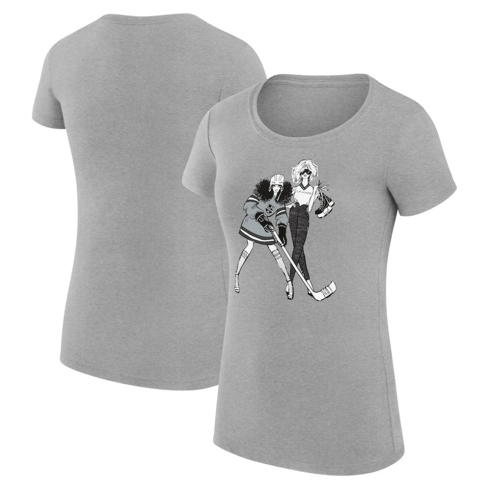 Los Angeles Kings G-III 4Her by Carl Banks Women's Super-Slim Fit Lightweight Hockey Girls T-Shirt - Heather Gray T-shirts