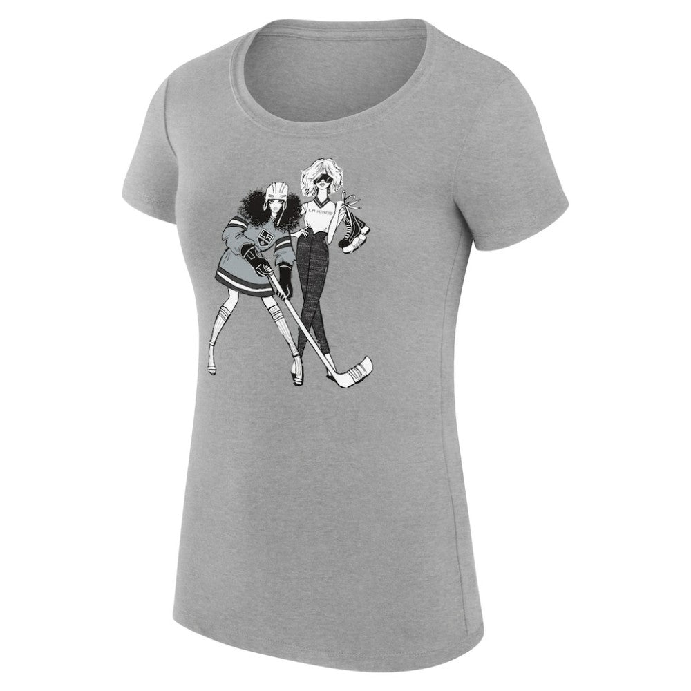 Los Angeles Kings G-III 4Her by Carl Banks Women's Super-Slim Fit Lightweight Hockey Girls T-Shirt - Heather Gray T-shirts