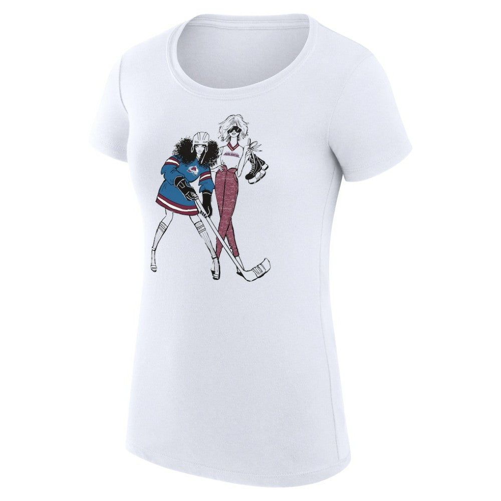 Colorado Avalanche G-III 4Her by Carl Banks Women's Super-Slim Fit Lightweight Hockey Girls T-Shirt - White T-shirts