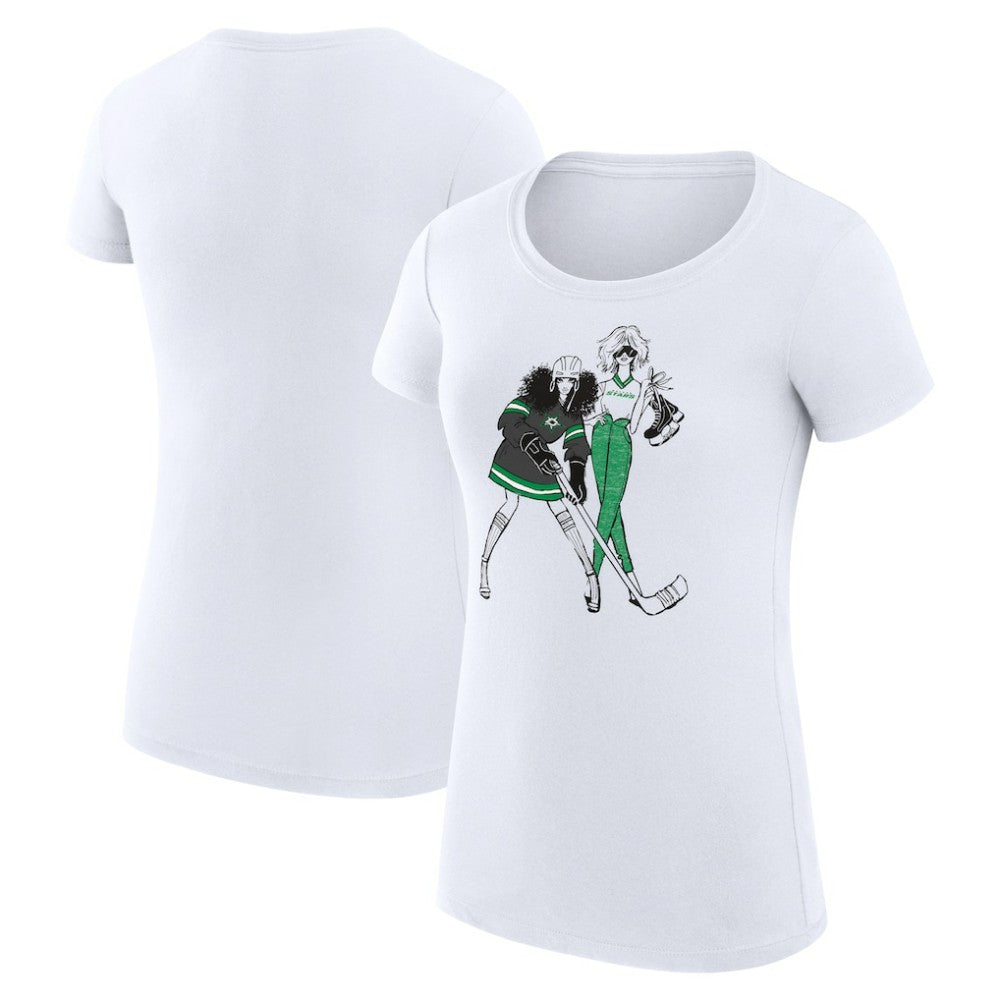 Dallas Stars G-III 4Her by Carl Banks Women's Super-Slim Fit Lightweight Hockey Girls T-Shirt - White T-shirts