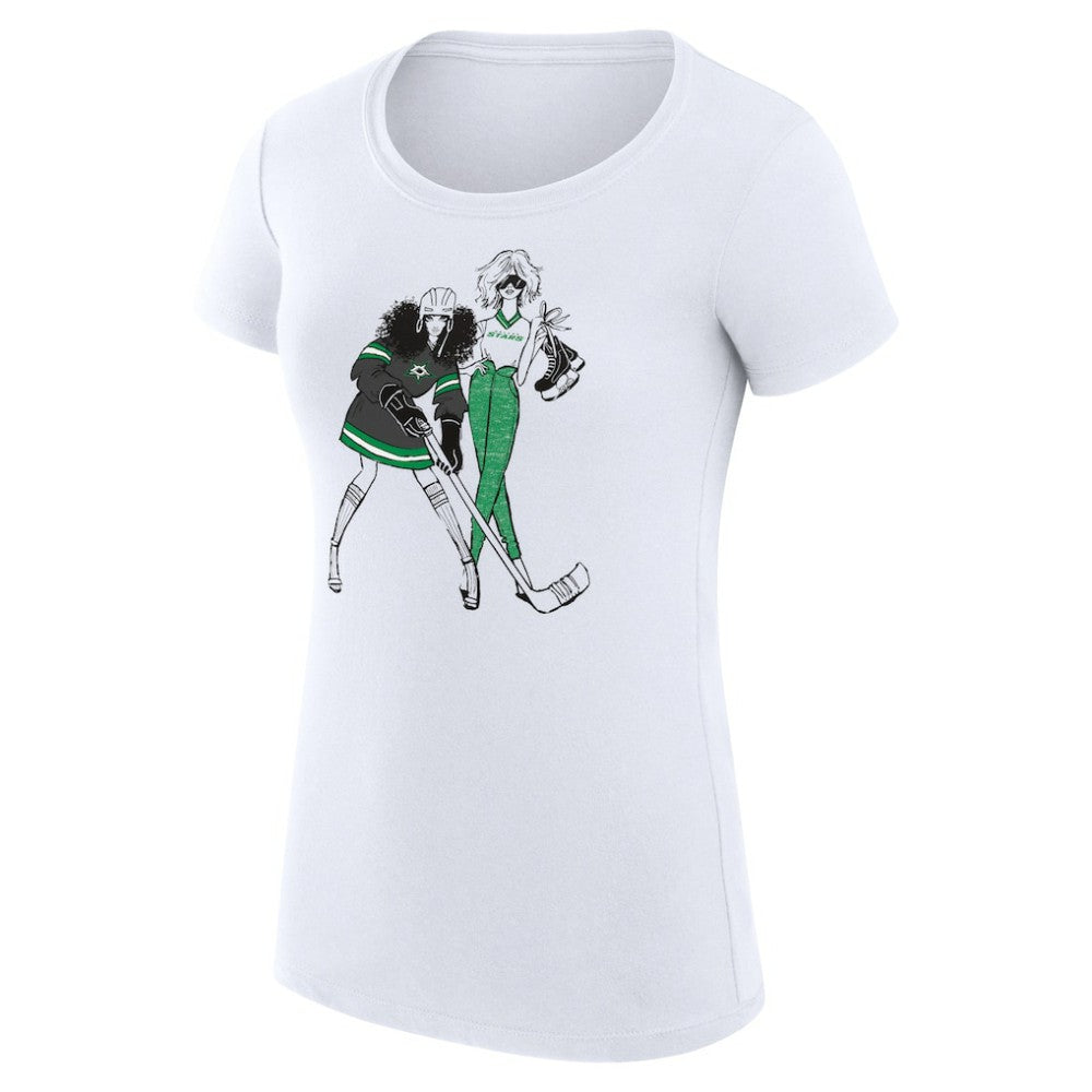 Dallas Stars G-III 4Her by Carl Banks Women's Super-Slim Fit Lightweight Hockey Girls T-Shirt - White T-shirts