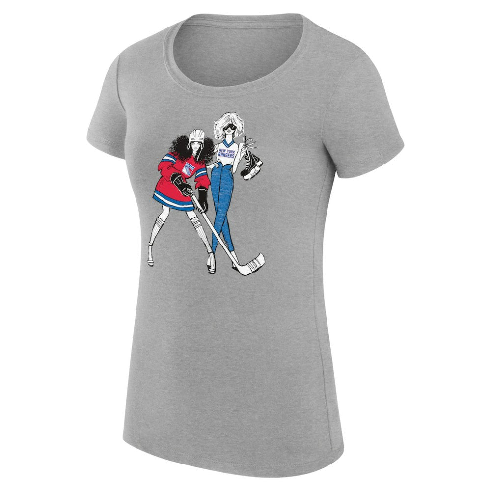 New York Rangers G-III 4Her by Carl Banks Women's Super-Slim Fit Lightweight Hockey Girls T-Shirt - Heather Gray T-shirts