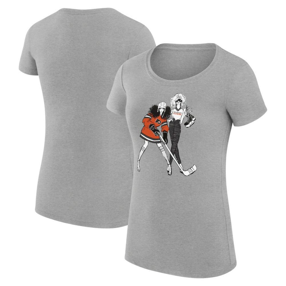 Philadelphia Flyers G-III 4Her by Carl Banks Women's Super-Slim Fit Lightweight Hockey Girls T-Shirt - Heather Gray T-shirts