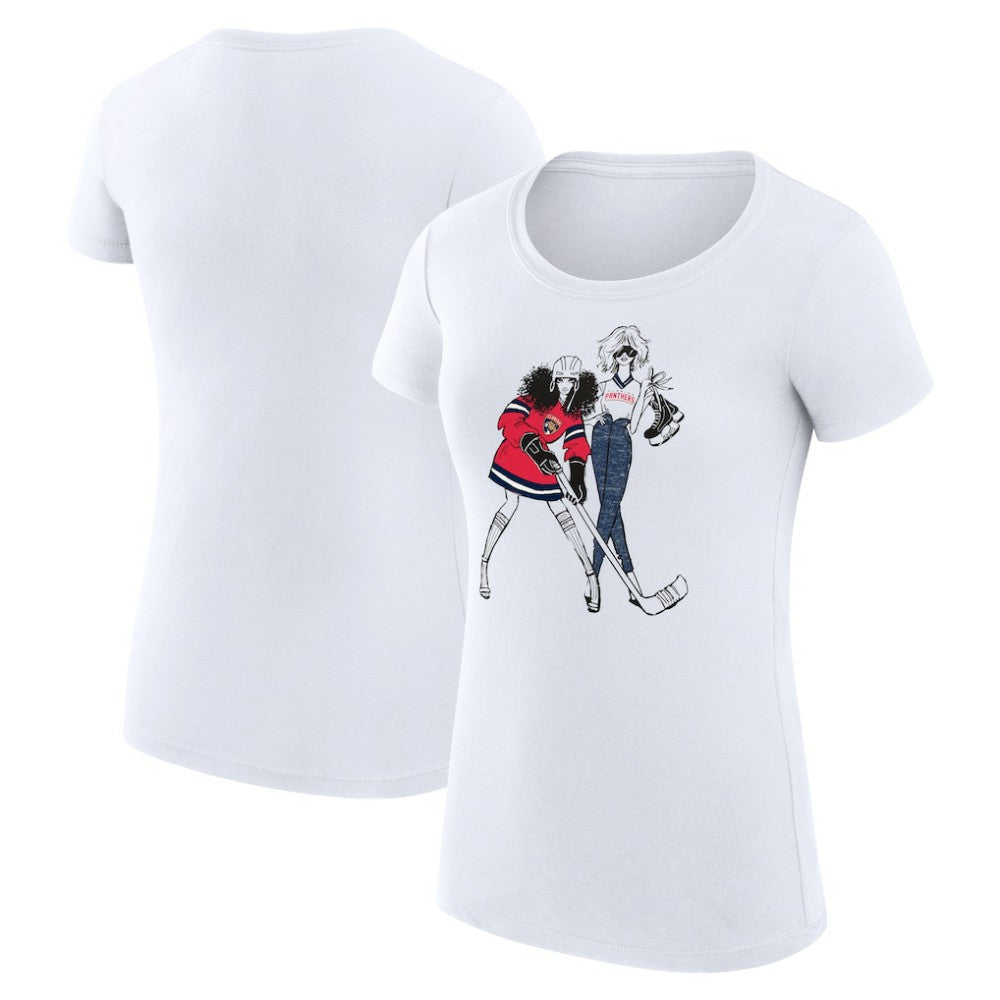 Florida Panthers G-III 4Her by Carl Banks Women's Super-Slim Fit Lightweight Hockey Girls T-Shirt - White T-shirts