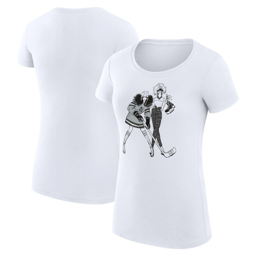 Los Angeles Kings G-III 4Her by Carl Banks Women's Super-Slim Fit Lightweight Hockey Girls T-Shirt - White T-shirts
