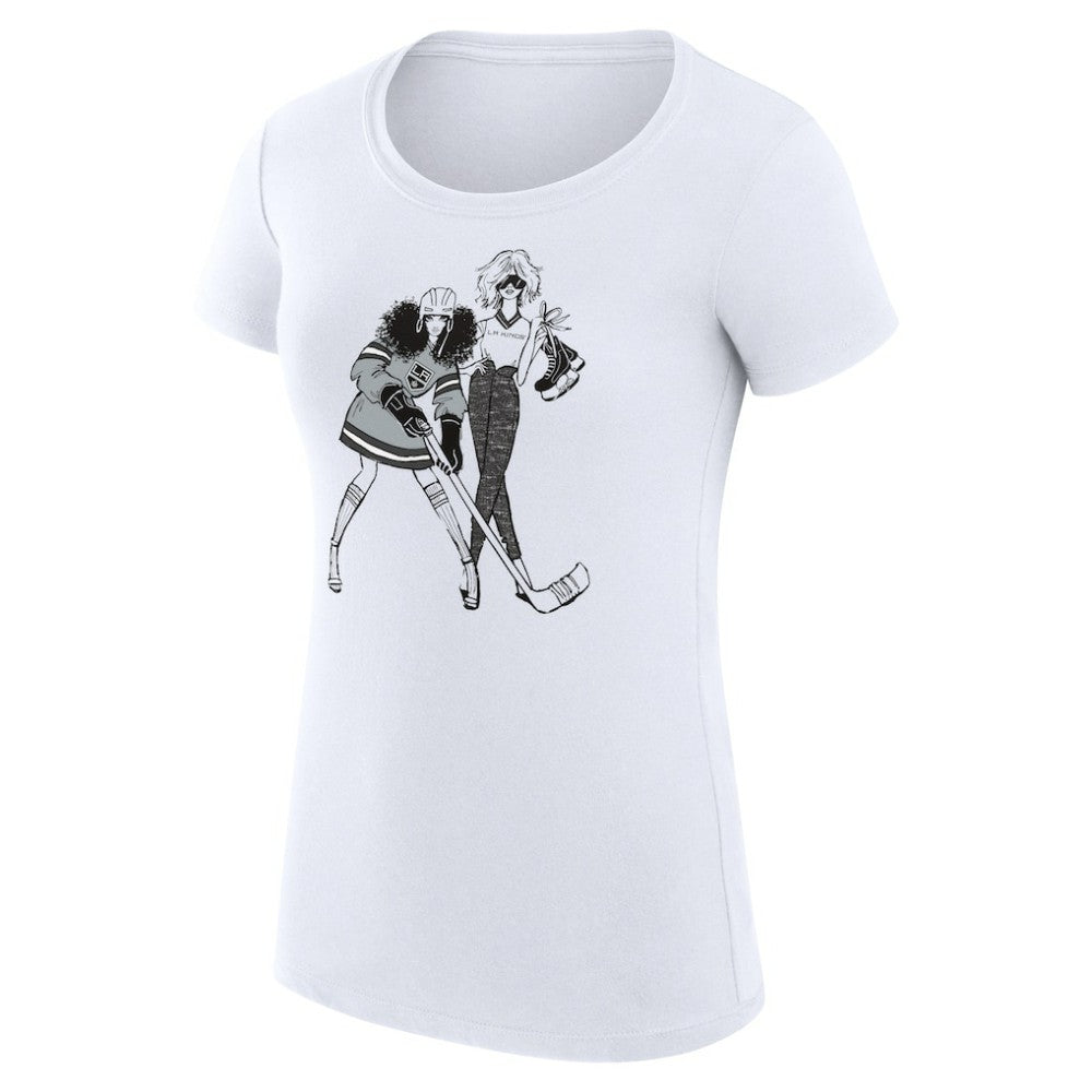 Los Angeles Kings G-III 4Her by Carl Banks Women's Super-Slim Fit Lightweight Hockey Girls T-Shirt - White T-shirts