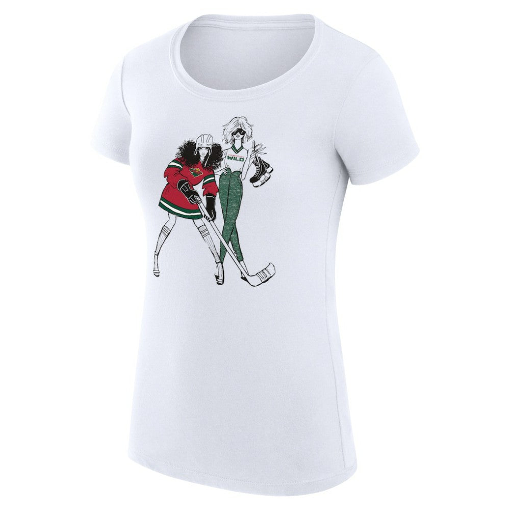 Minnesota Wild G-III 4Her by Carl Banks Women's Super-Slim Fit Lightweight Hockey Girls T-Shirt - White T-shirts