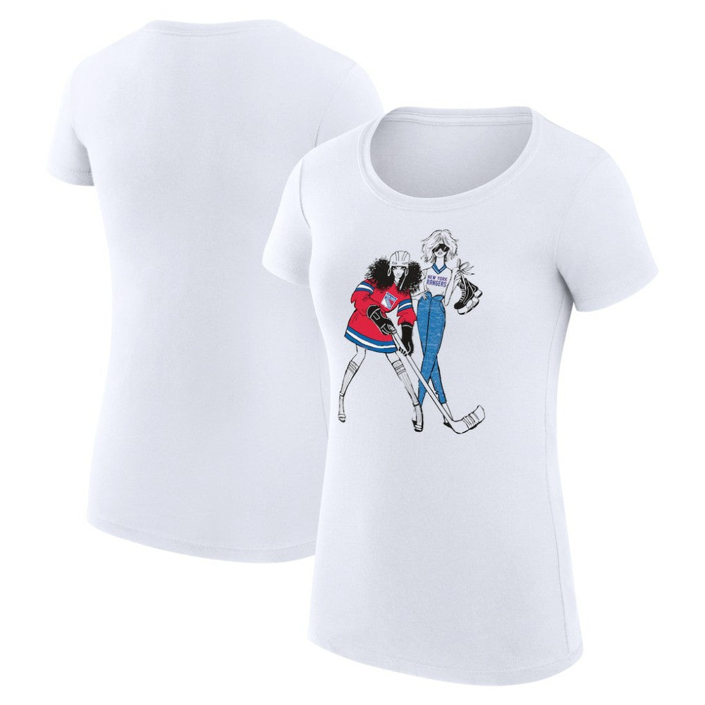 New York Rangers G-III 4Her by Carl Banks Women's Super-Slim Fit Lightweight Hockey Girls T-Shirt - White T-shirts