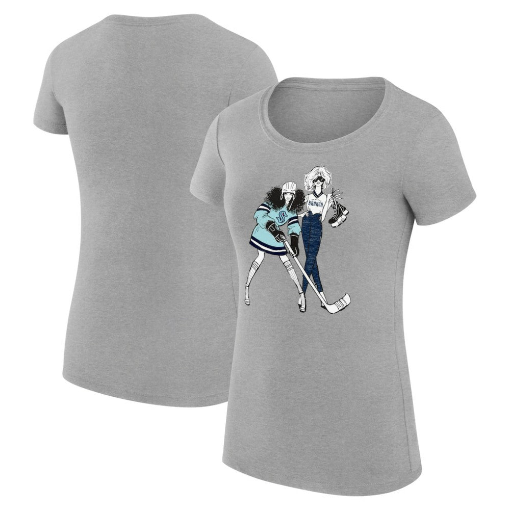 Seattle Kraken G-III 4Her by Carl Banks Women's Super-Slim Fit Lightweight Hockey Girls T-Shirt - Heather Gray T-shirts