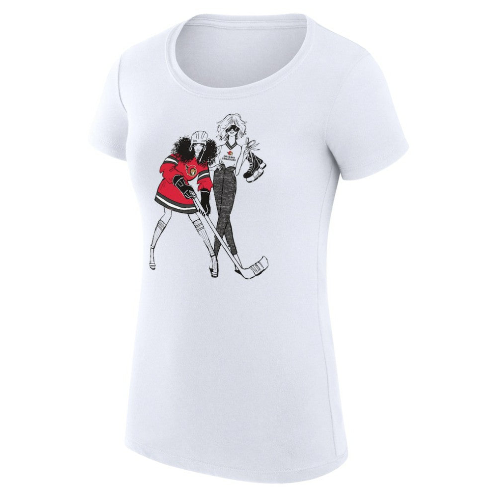 Ottawa Senators G-III 4Her by Carl Banks Women's Super-Slim Fit Lightweight Hockey Girls T-Shirt - White T-shirts