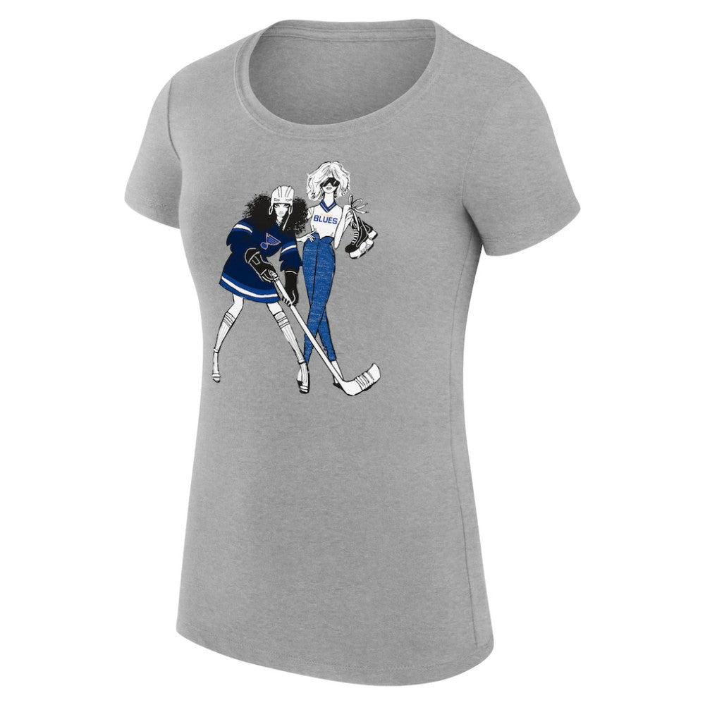 St. Louis Blues G-III 4Her by Carl Banks Women's Super-Slim Fit Lightweight Hockey Girls T-Shirt - Heather Gray T-shirts