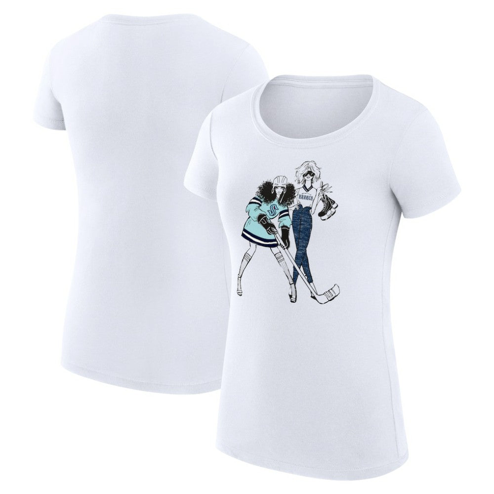 Seattle Kraken G-III 4Her by Carl Banks Women's Super-Slim Fit Lightweight Hockey Girls T-Shirt - White T-shirts