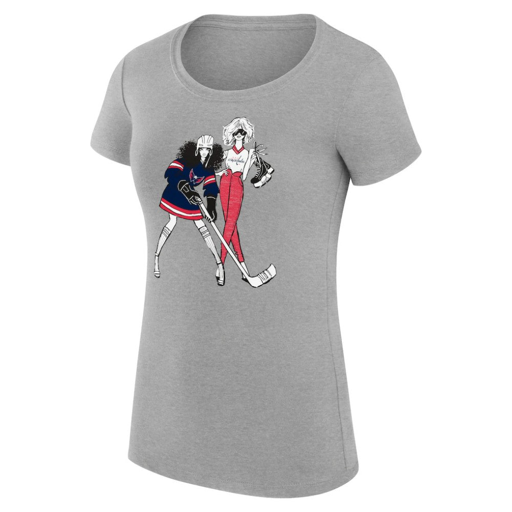 Washington Capitals G-III 4Her by Carl Banks Women's Super-Slim Fit Lightweight Hockey Girls T-Shirt - Heather Gray T-shirts