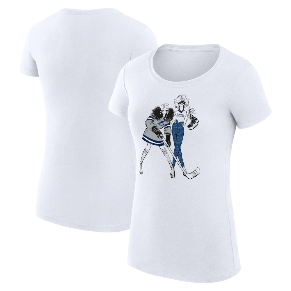 Tampa Bay Lightning G-III 4Her by Carl Banks Women's Super-Slim Fit Lightweight Hockey Girls T-Shirt - White T-shirts
