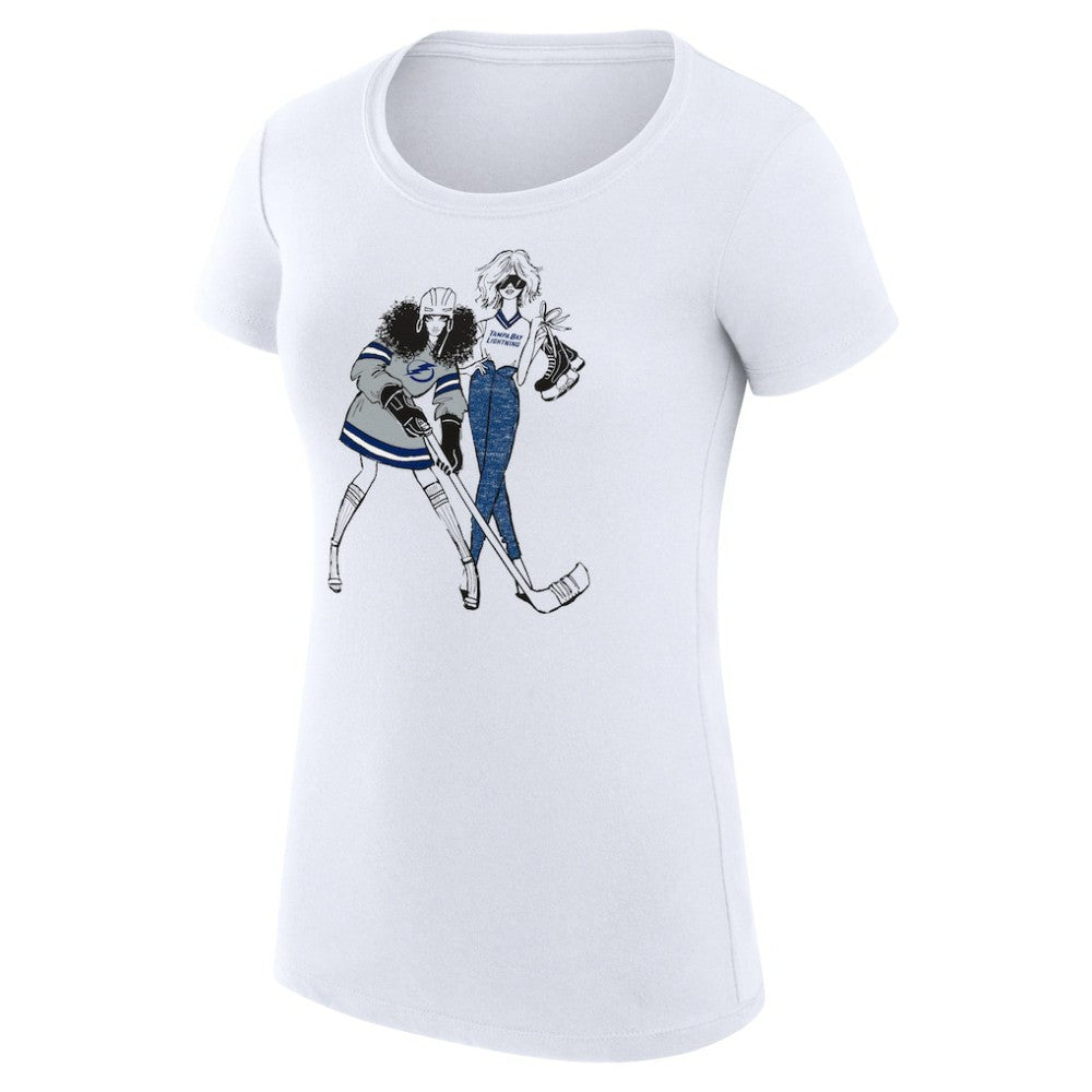Tampa Bay Lightning G-III 4Her by Carl Banks Women's Super-Slim Fit Lightweight Hockey Girls T-Shirt - White T-shirts