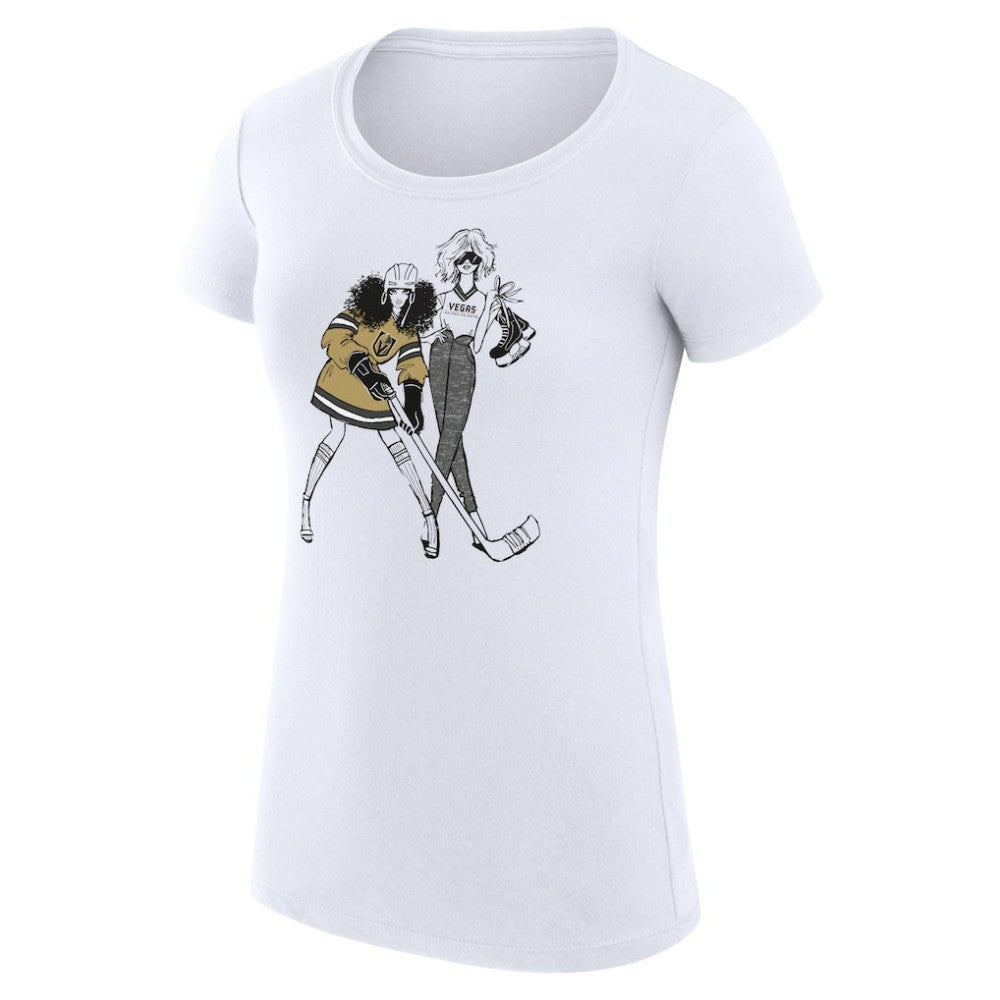 Vegas Golden Knights G-III 4Her by Carl Banks Women's Super-Slim Fit Lightweight Hockey Girls T-Shirt - White T-shirts