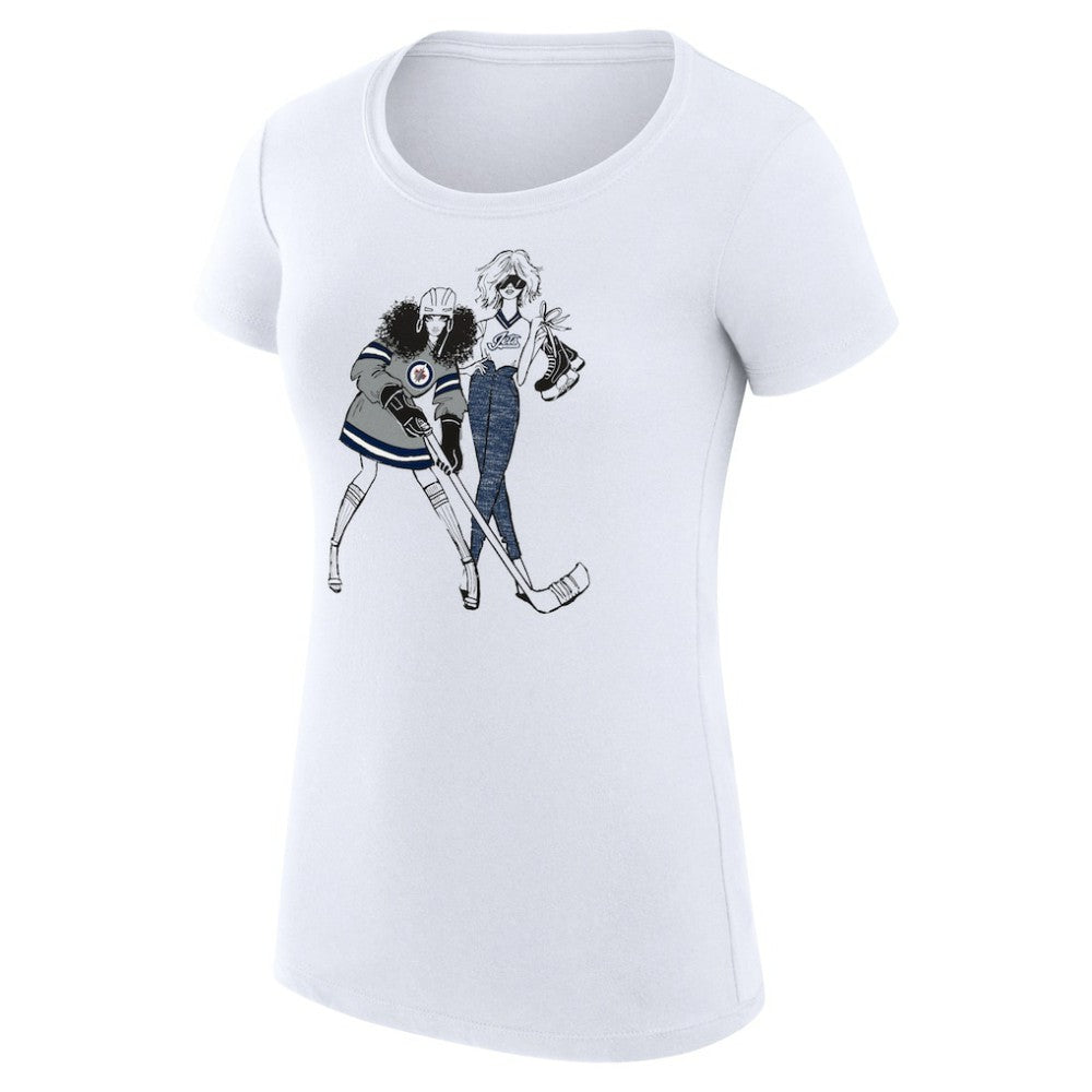 Winnipeg Jets G-III 4Her by Carl Banks Women's Super-Slim Fit Lightweight Hockey Girls T-Shirt - White T-shirts