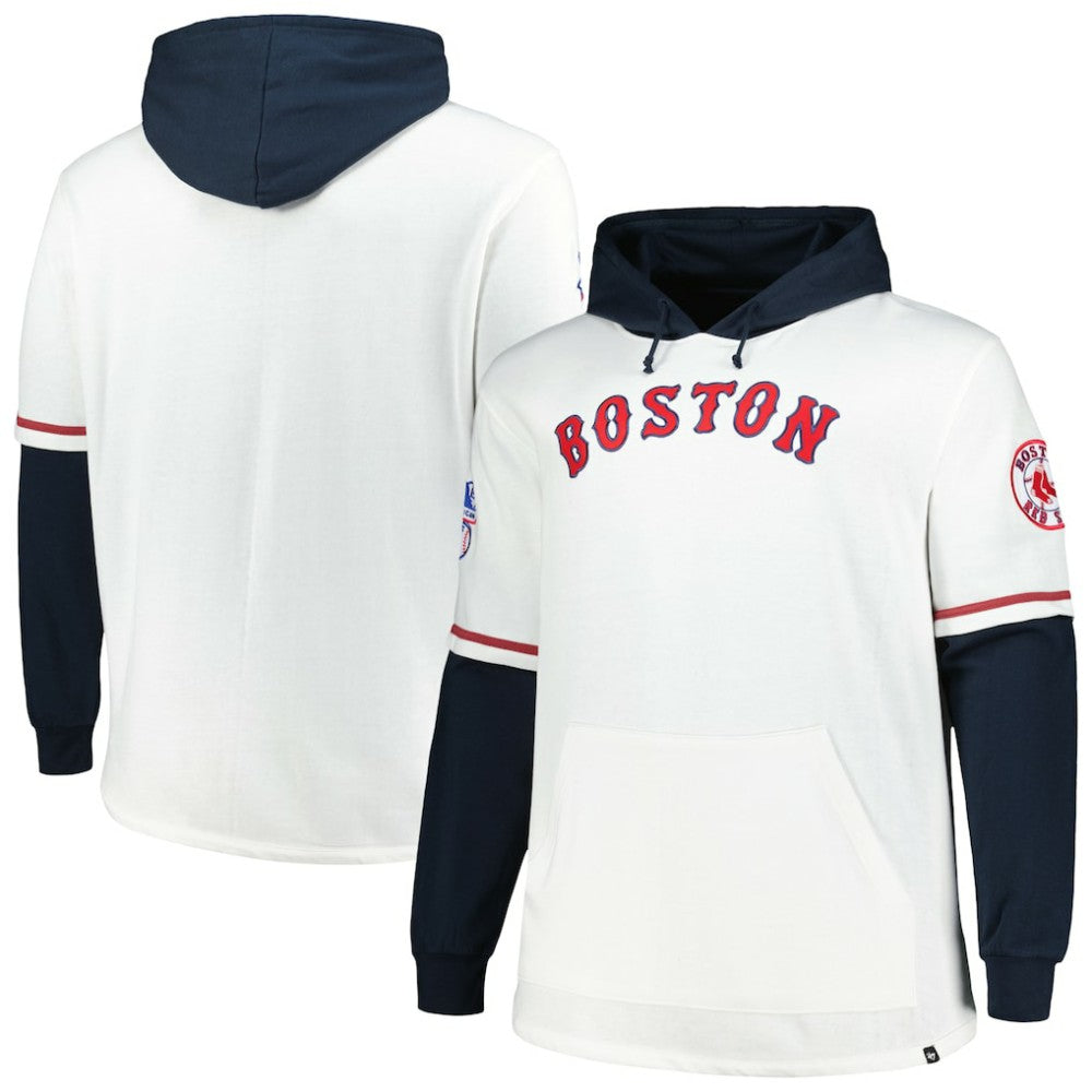 Boston Red Sox Big & Tall Trifecta Shortstop Pullover Hoodie White/Navy