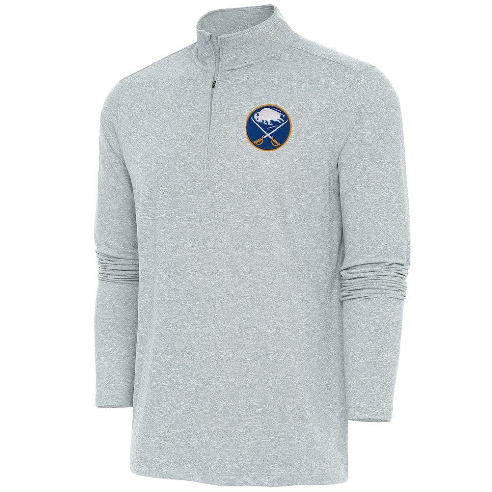 Buffalo Sabres Antigua Hunk Quarter-Zip Pullover Top - Heather Gray Pullover