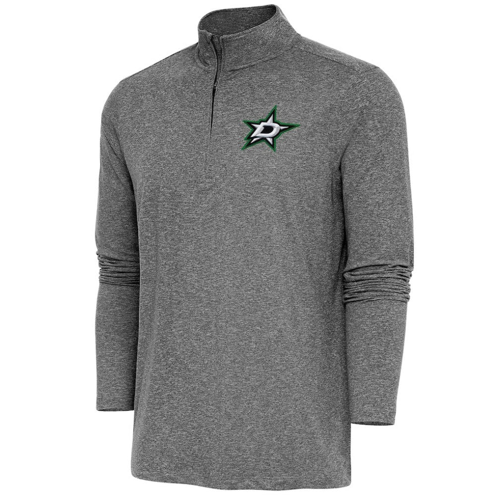 Dallas Stars Antigua Hunk Quarter-Zip Pullover Top - Heather Black Pullover