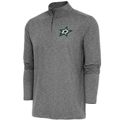 Dallas Stars Antigua Hunk Quarter-Zip Pullover Top - Heather Black Pullover