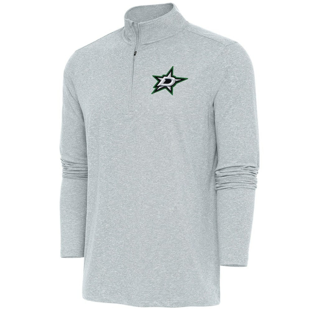Dallas Stars Antigua Hunk Quarter-Zip Pullover Top - Heather Gray Pullover