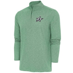 Dallas Stars Antigua Hunk Quarter-Zip Pullover Top - Heather Hunter Green Pullover